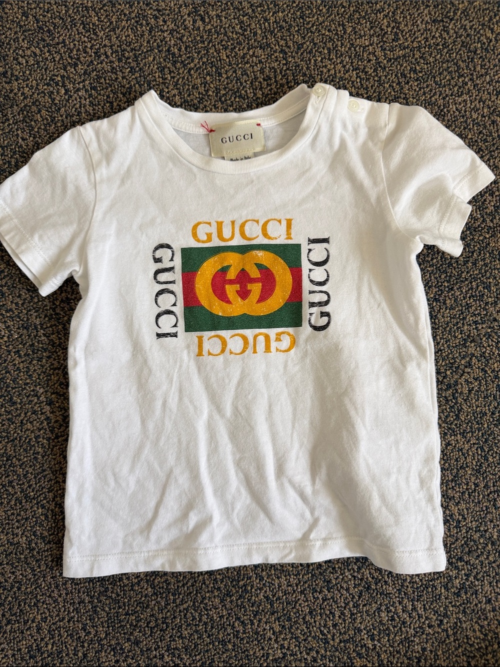 Gucci Kids White Tee with Multicolor Logo
